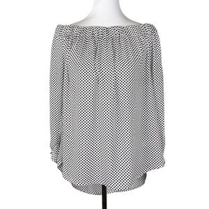 NWT Express Off the Shoulder Polka Dot Top White Black XL